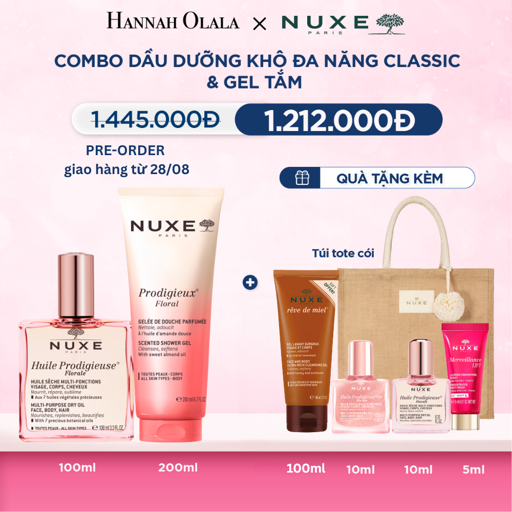  COMBO DẦU DƯỠNG KHÔ ĐA NĂNG 100ML & DẦU TẮM HƯƠNG NƯỚC HOA 200ML (CHỌN HƯƠNG) 