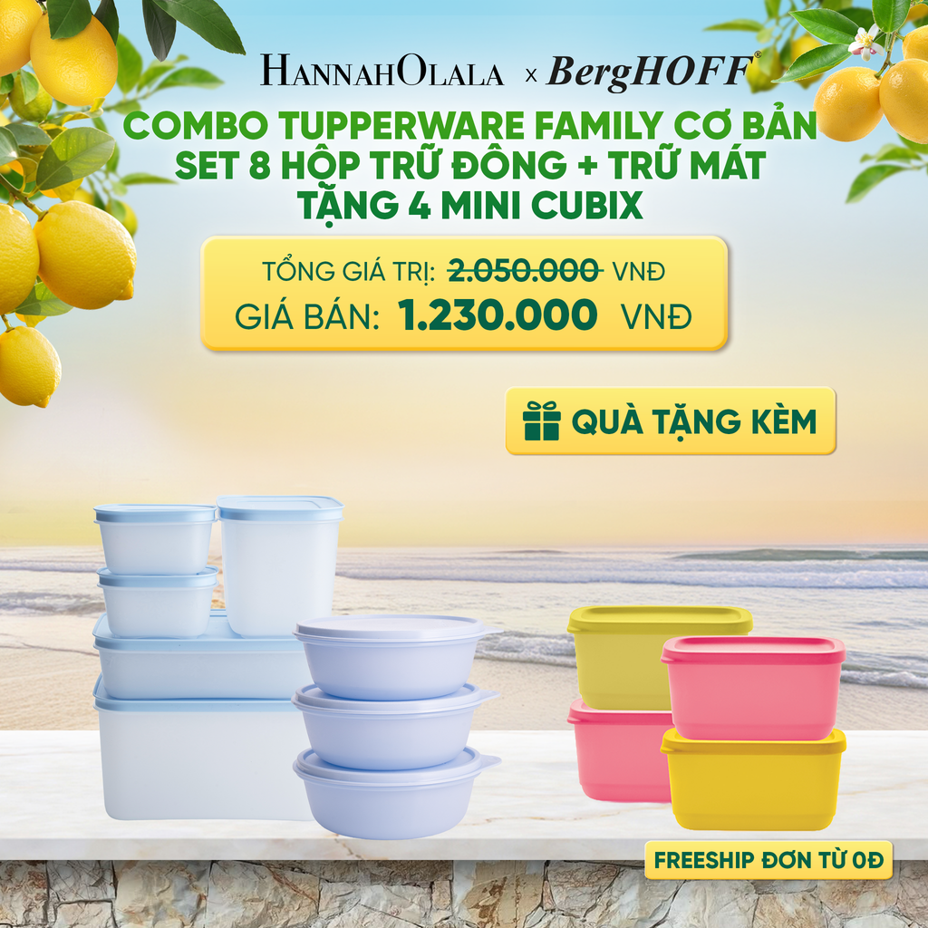  COMBO TUPPERWARE FAMILY CƠ BẢN SET 8 HỘP TRỮ ĐÔNG + TRỮ MÁT TẶNG 4 MINI CUBIX - DEAL 1 
