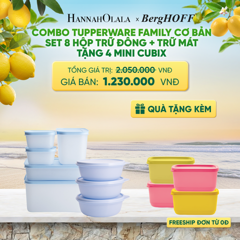  COMBO TUPPERWARE FAMILY CƠ BẢN SET 8 HỘP TRỮ ĐÔNG + TRỮ MÁT TẶNG 4 MINI CUBIX - DEAL 1 