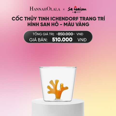  DEAL 6: CỐC THỦY TINH ICHENDORF TRANG TRÍ HÌNH SAN HÔ MÀU VÀNG_A634 