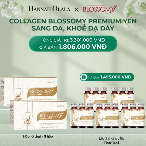  DEAL 2: MUA 2 HỘP 10 TẶNG 5 LỐC 3THỰC PHẨM BẢO VỆ SỨC KHỎE BLOSSOMY PREMIUM TỔ YẾN (MÀU VÀNG -LỐC 3 DATE 14 THÁNG) (HỘP 10 CHAI X 2 HỘP & LỐC 3 CHAI X 5 LỐC) 