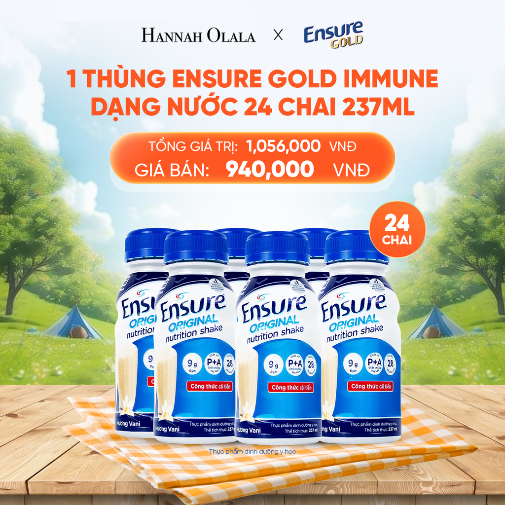 DEAL 11: 1 THÙNG ENSURE GOLD IMMUNE DẠNG NƯỚC 24 CHAI 237ML 
