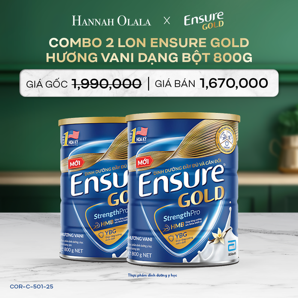  DEAL 4: COMBO 2 LON ENSURE GOLD DẠNG BỘT 800G (VANI) 