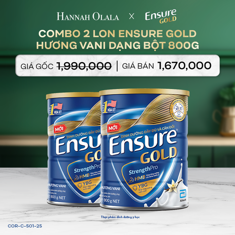  DEAL 4: COMBO 2 LON ENSURE GOLD DẠNG BỘT 800G (VANI) 