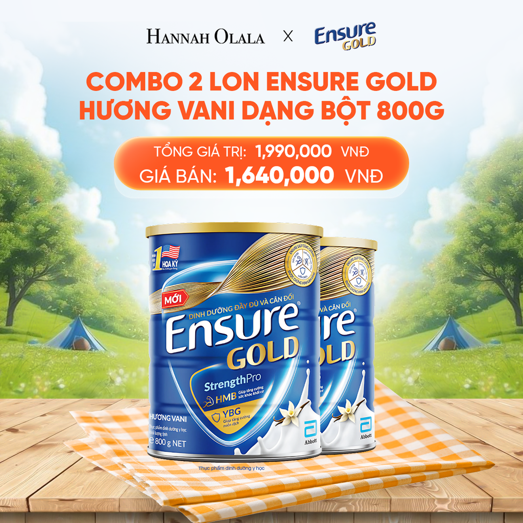  DEAL 4: COMBO 2 LON ENSURE GOLD DẠNG BỘT 800G (VANI) 