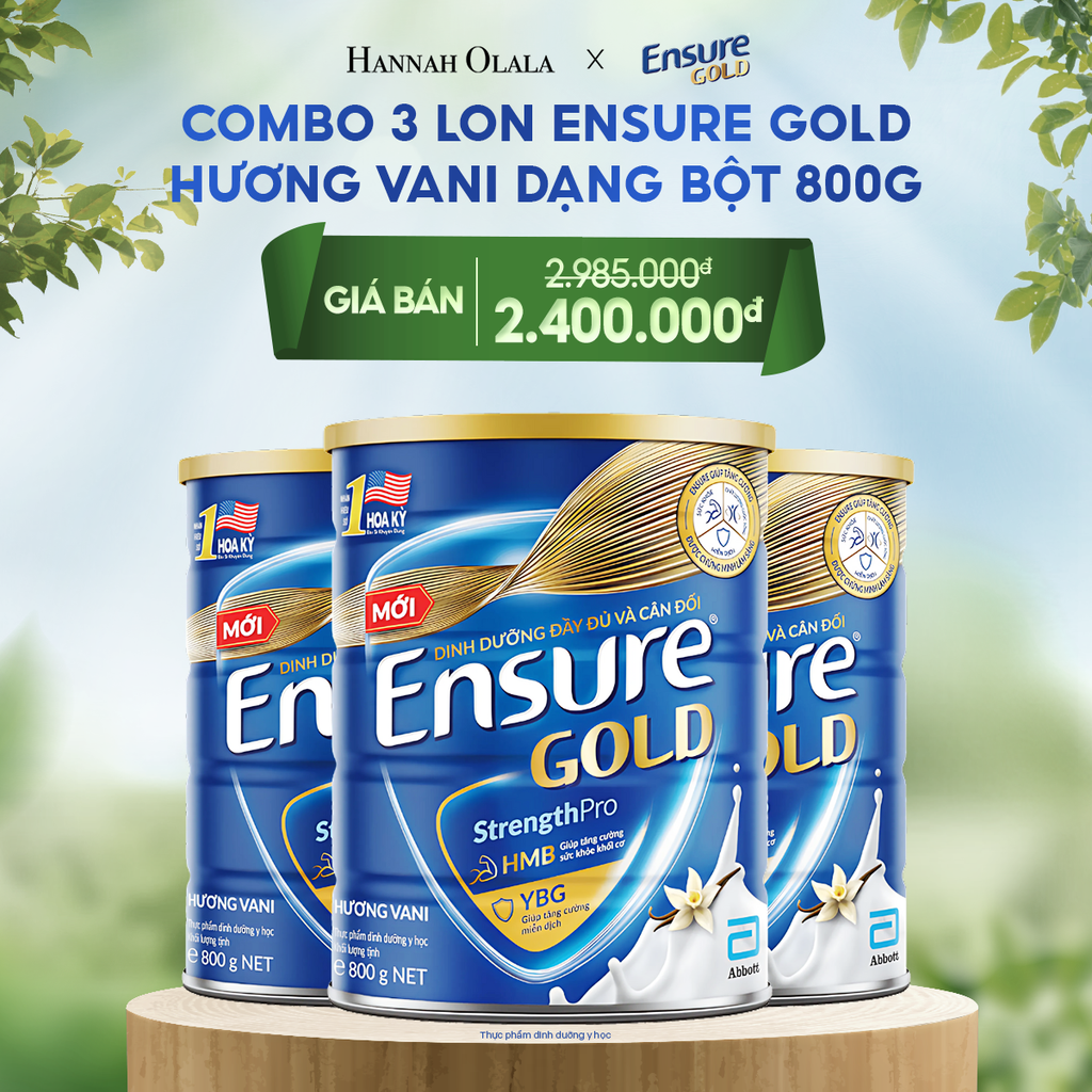  DEAL 7: COMBO 3 LON ENSURE GOLD DẠNG BỘT 800G (VANI) 