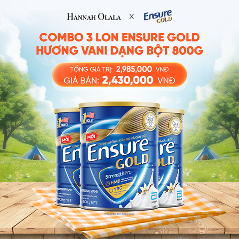  DEAL 7: COMBO 3 LON ENSURE GOLD DẠNG BỘT 800G (VANI) 