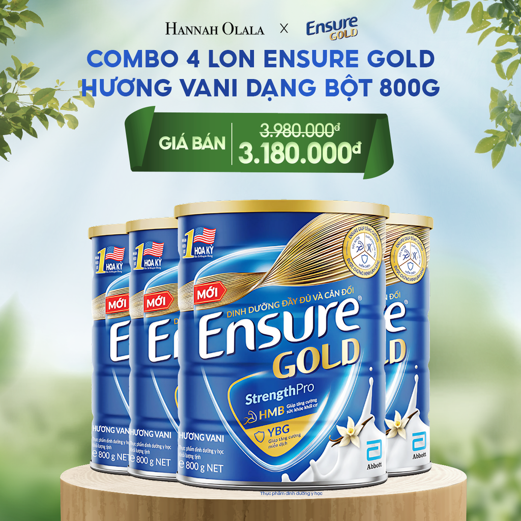  DEAL 11: COMBO 4 LON ENSURE GOLD DẠNG BỘT 800G (VANI) 