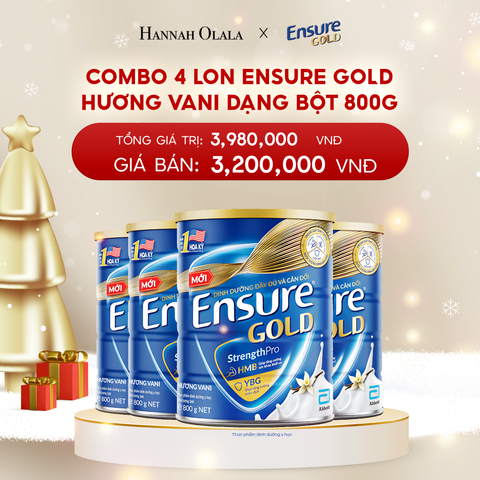  A184_DEAL 9: COMBO 4 LON ENSURE GOLD DẠNG BỘT 800G (VANI) 