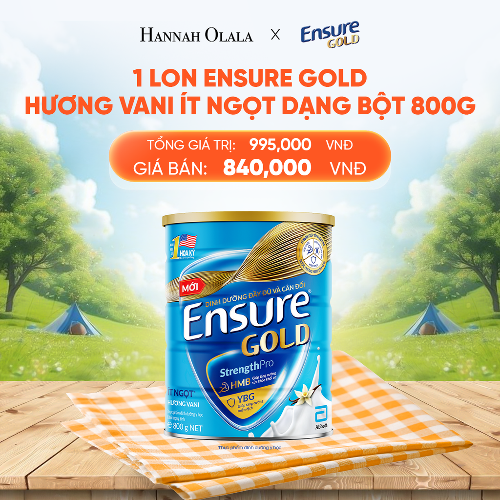 DEAL 2: 1 LON ENSURE GOLD DẠNG BỘT 800G (VANI ÍT NGỌT) 