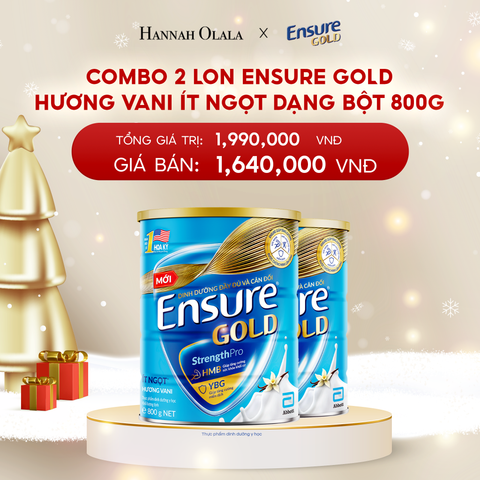  A180_DEAL 5: COMBO 2 LON ENSURE GOLD DẠNG BỘT 800G (VANI ÍT NGỌT) 