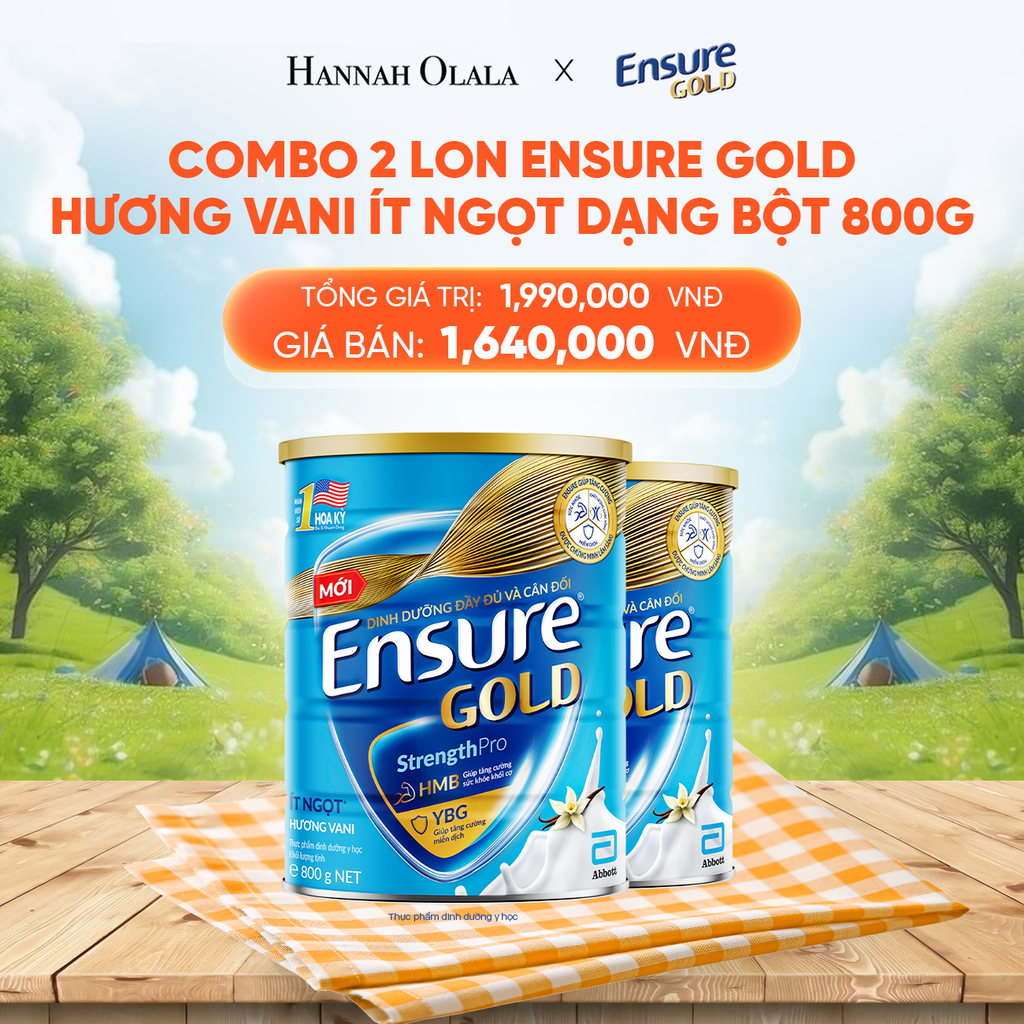  DEAL 5: COMBO 2 LON ENSURE GOLD DẠNG BỘT 800G (VANI ÍT NGỌT) 
