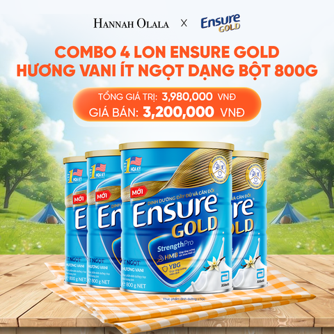  DEAL 10: COMBO 4 LON ENSURE GOLD DẠNG BỘT 800G (VANI ÍT NGỌT) 