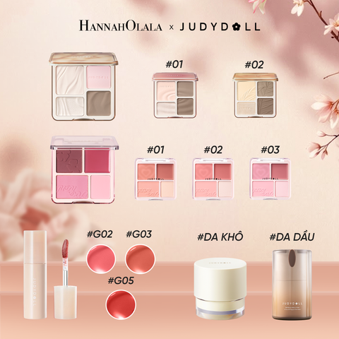  COMBO 4: KEM LÓT 30G + BẢNG TẠO KHỐI 9G + BẢNG MÁ HỒNG 4 Ô 9G + SON BÓNG DƯỠNG ẨM - A1316 