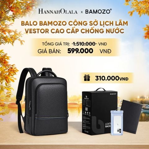  DEAL 9: BALO DA LAPTOP BAMOZO VESTOR NAM CÔNG SỞ LỊCH LÃM CHỐNG NƯỚC CÓ LÓT LƯNG ĐỆM FOAM (TẶNG HỘP ĐỰNG + SỔ TAY BÌA DA +TÚI ĐỰNG ĐT CHỐNG NƯỚC) - E1315 