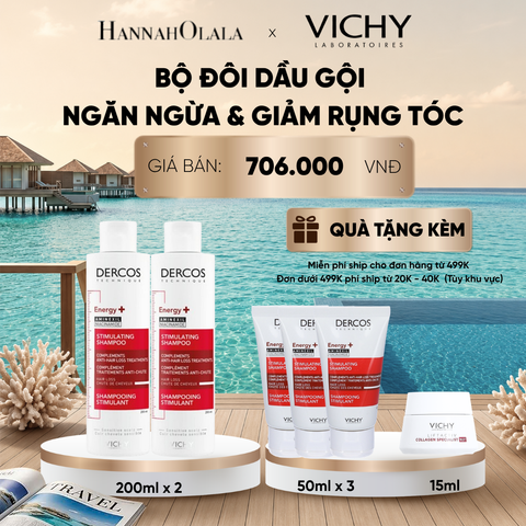  DEAL 10 BỘ ĐÔI DẦU GỘI VICHY NGĂN NGỪA & GIẢM RỤNG TÓC DERCOS ENERGY+ 200ML_ D121 