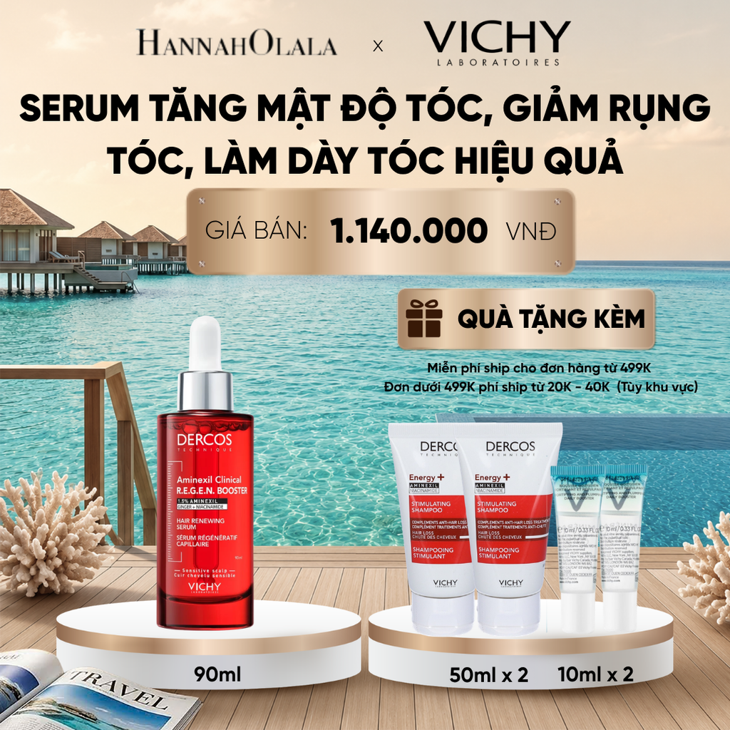  DEAL 15 SERUM VICHY DERCOS TĂNG MẬT ĐỘ TÓC, GIẢM RỤNG TÓC, LÀM DÀY TÓC HIỆU QUẢ 90ML - DÀNH CHO TÓC MỎNG, THƯA, YẾU_ D607 