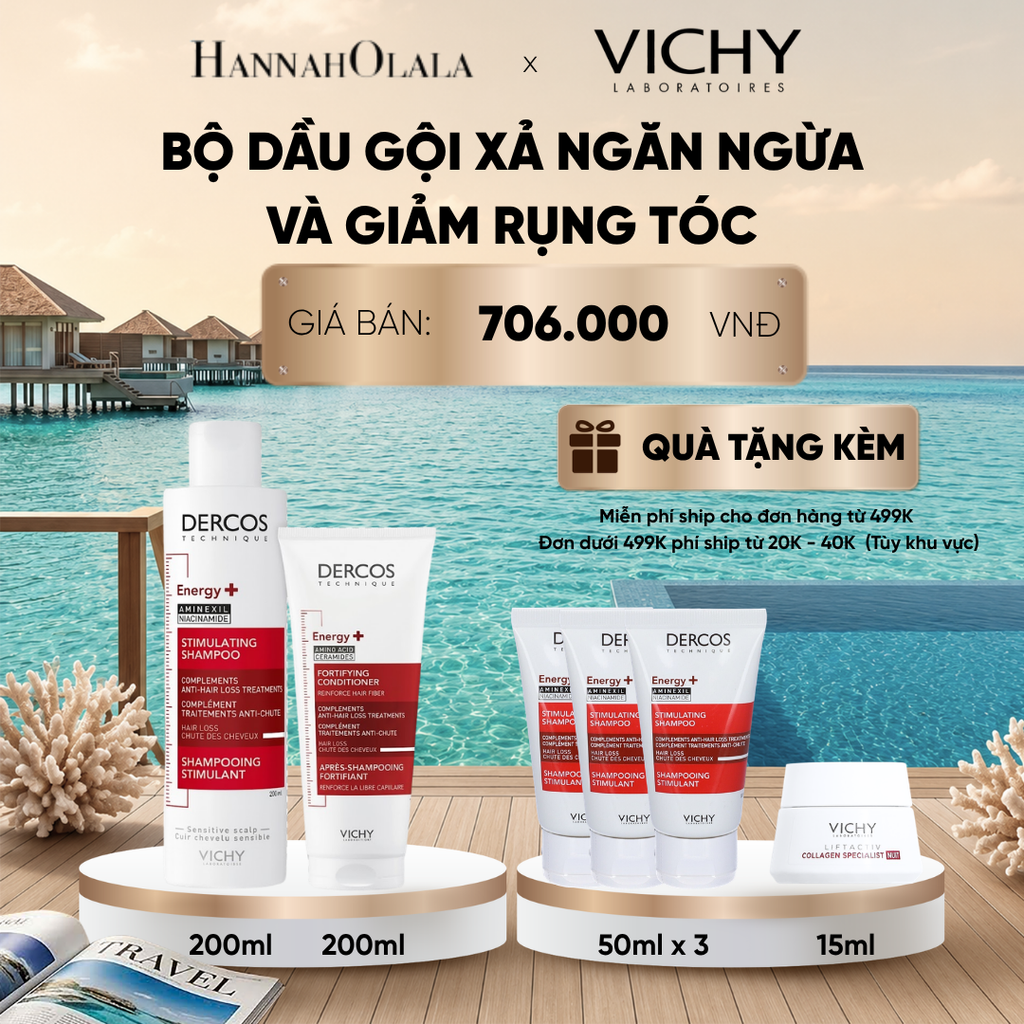 DEAL 14 BỘ DẦU GỘI XẢ NGĂN NGỪA VÀ GIẢM RỤNG TÓC VICHY DERCOS ENERGY+ SHAMPOO HAIRLOSS 200ML GIÚP TÓC CHẮC KHỎE VÀ DÀY DẶN_ D1413 
