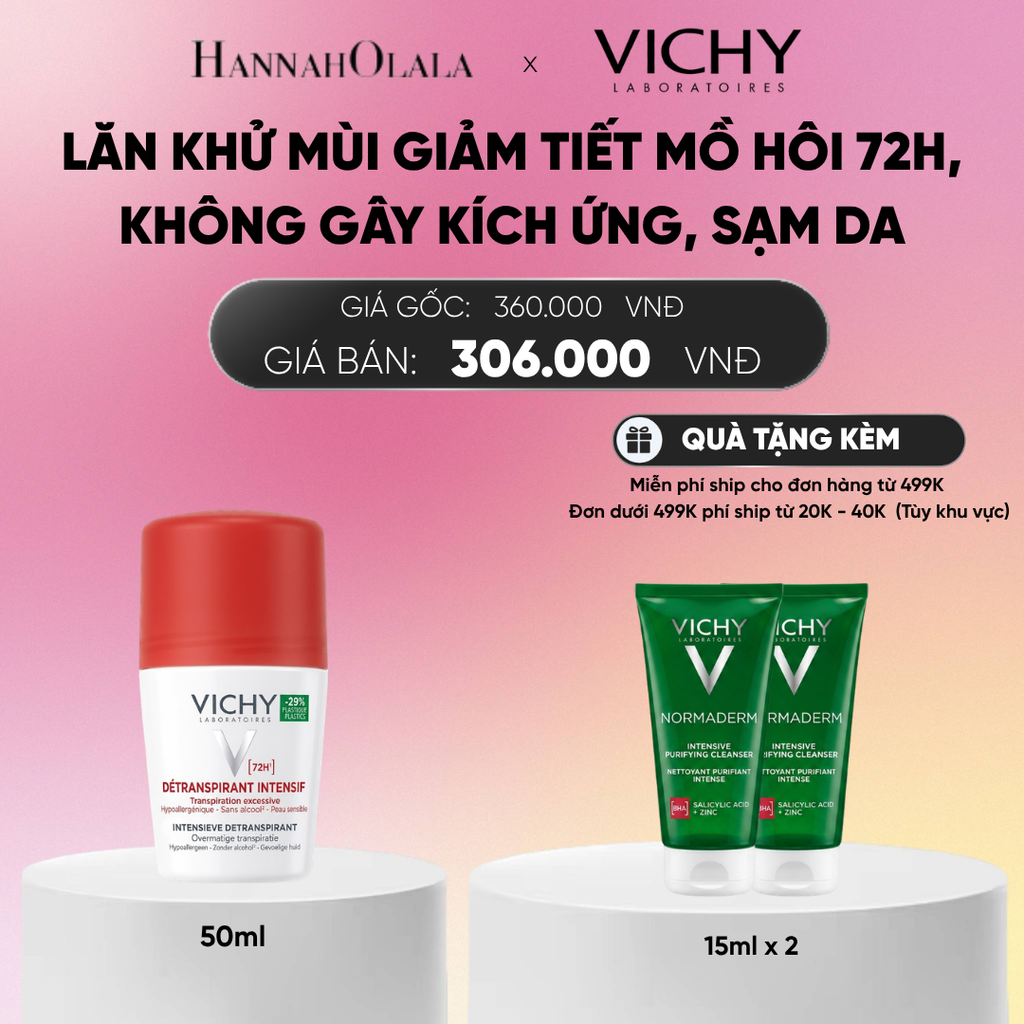  LĂN KHỬ MÙI VICHY KHÔ THOÁNG, NGĂN NGỪA VÀ GIẢM TIẾT MỒ HÔI 72H, KHÔNG GÂY KÍCH ỨNG, SẠM DA 50ML DEAL 15_A253 