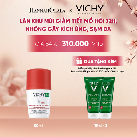  LĂN KHỬ MÙI VICHY KHÔ THOÁNG, NGĂN NGỪA VÀ GIẢM TIẾT MỒ HÔI 72H, KHÔNG GÂY KÍCH ỨNG, SẠM DA 50ML - A182 