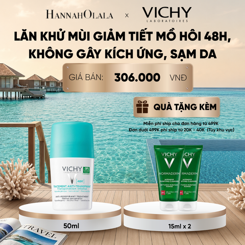  DEAL 12 LĂN KHỬ MÙI VICHY KHÔ THOÁNG, NGĂN NGỪA VÀ GIẢM TIẾT MỒ HÔI 48H, KHÔNG GÂY KÍCH ỨNG, SẠM DA 50ML_ D714 