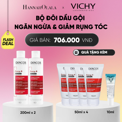  FLASH DEAL BỘ ĐÔI DẦU GỘI VICHY NGĂN NGỪA & GIẢM RỤNG TÓC DERCOS ENERGY+ 200ML_ A248 