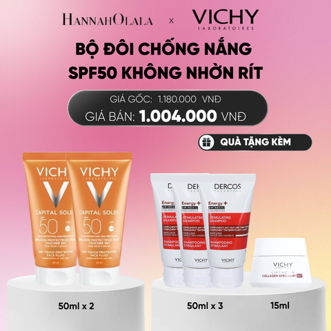  BỘ ĐÔI CHỐNG NẮNG VICHY CAPITAL SOLEIL DRY TOUCH FACE FLUID SPF50 KHÔNG NHỜN RÍT 50ML DEAL 11_A257 