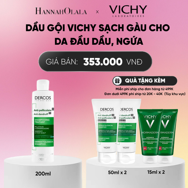 DẦU GỘI VICHY SẠCH GÀU CHO DA ĐẦU DẦU, NGỨA DERCOS ANTI DANDRUFF 200ML DEAL 1_ A251 