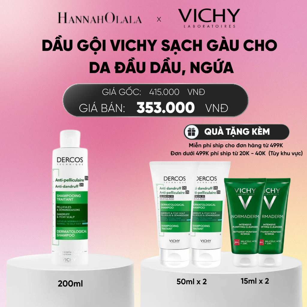  DẦU GỘI VICHY SẠCH GÀU CHO DA ĐẦU DẦU, NGỨA DERCOS ANTI DANDRUFF 200ML DEAL 1_A251 