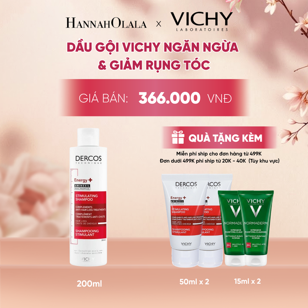 DẦU GỘI NGĂN NGỪA, GIẢM RỤNG TÓC, GIÚP TÓC CHẮC KHỎE, DÀY DẶN VICHY DERCOS HAIRLOSS - A440 