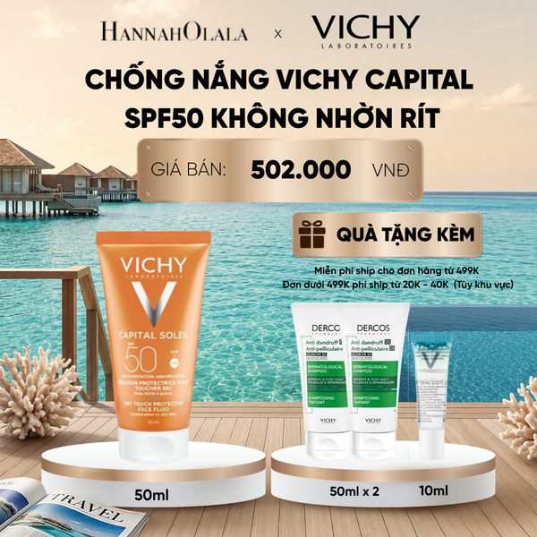  CHỐNG NẮNG VICHY CAPITAL SOLEIL DRY TOUCH FACE FLUID SPF50 KHÔNG NHỜN RÍT 50ML DEAL 3_ D1238 