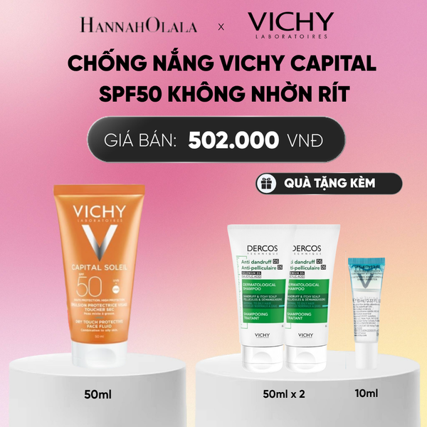  CHỐNG NẮNG VICHY CAPITAL SOLEIL DRY TOUCH FACE FLUID SPF50 KHÔNG NHỜN RÍT 50ML DEAL 3_ A258 
