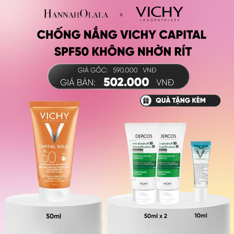  CHỐNG NẮNG VICHY CAPITAL SOLEIL DRY TOUCH FACE FLUID SPF50 KHÔNG NHỜN RÍT 50ML DEAL 3_A258 
