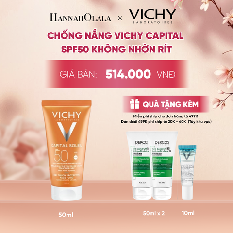  KEM CHỐNG NẮNG BẢO VỆ DA MỎNG NHẸ KHÔNG BẾT DÍNH SPF 50+ UVA & UVB VICHY CAPITAL SOLEIL DRY TOUCH - A817 