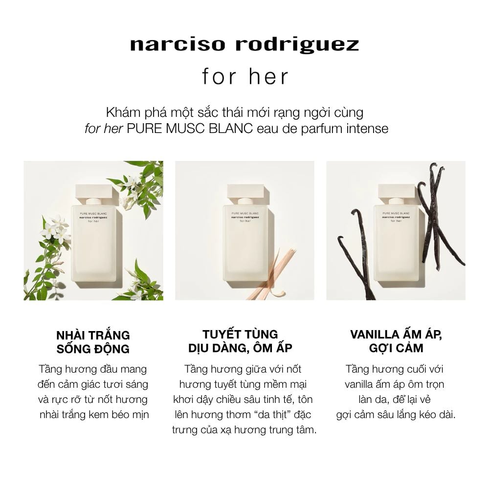  NƯỚC HOA NỮ NARCISO RODRIGUEZ FOR HER PURE MUSC BLANC EAU DE PARFUM INTENSE 100ML - DEAL 10 - A459 
