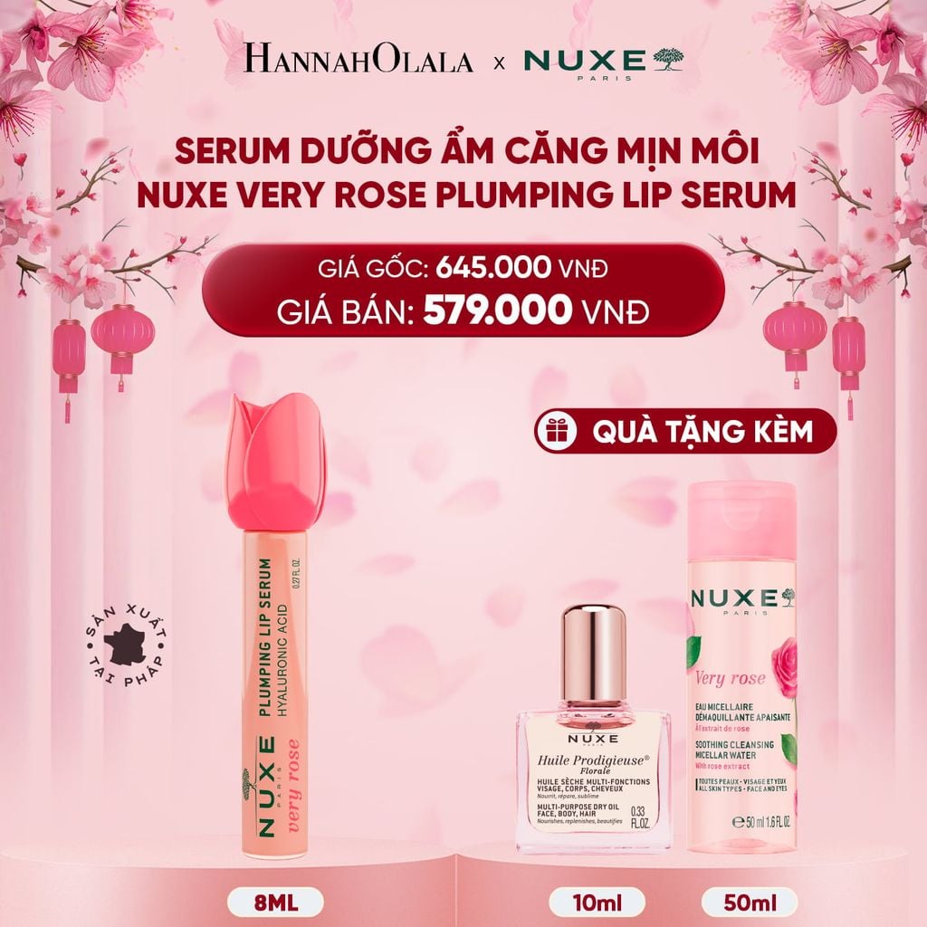  DEAL 10: SERUM DƯỠNG ẨM GIÚP MÔI CĂNG MỊN NUXE VERY ROSE PLUMPING LIP SERUM 8ML 