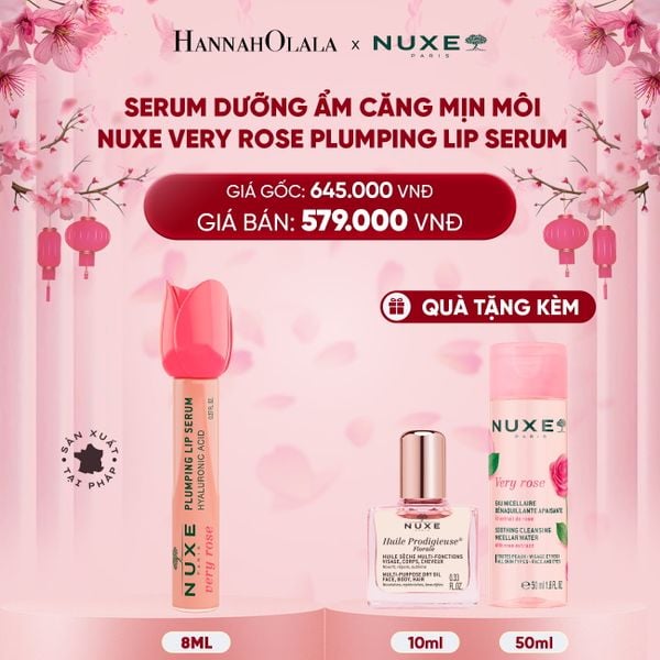  DEAL 10: SERUM DƯỠNG ẨM GIÚP MÔI CĂNG MỊN NUXE VERY ROSE PLUMPING LIP SERUM 8ML 