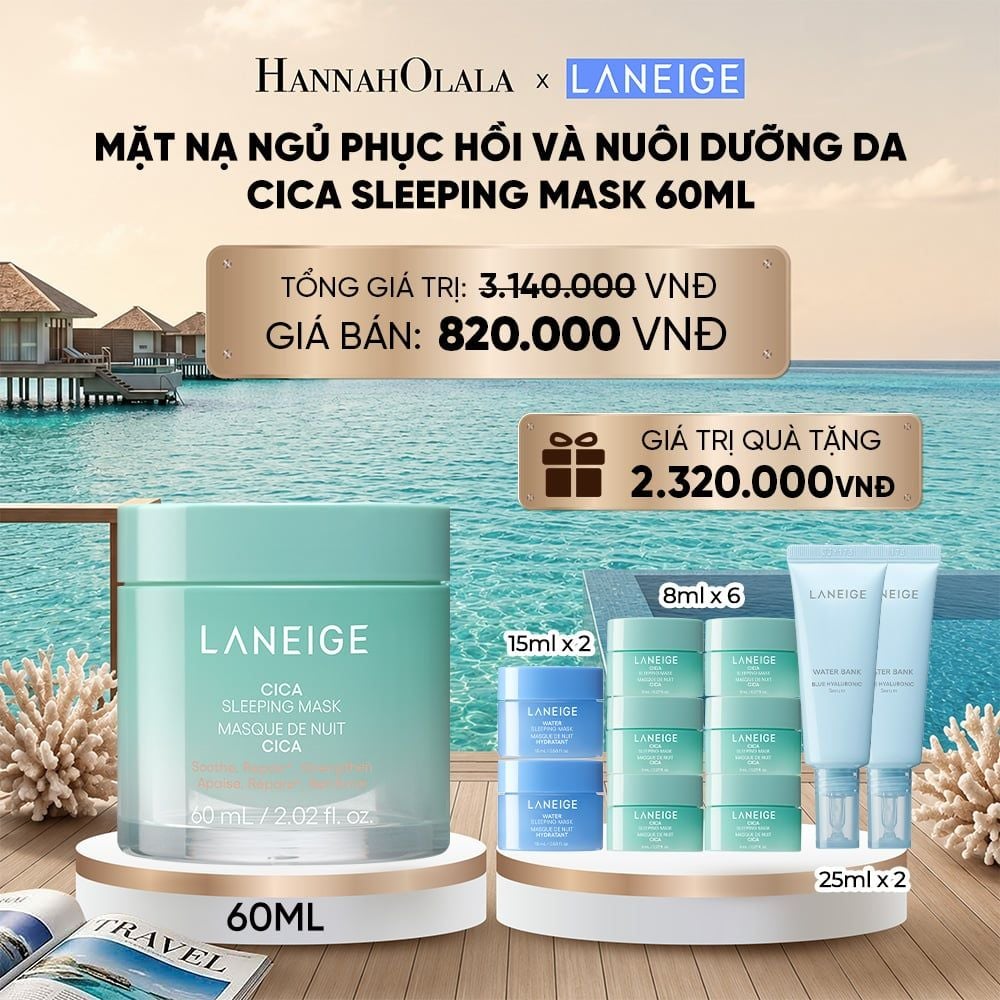  [PHIÊN BẢN CẢI TIẾN] MẶT NẠ NGỦ PHỤC HỒI VÀ NUÔI DƯỠNG DA LANEIGE CICA SLEEPING MASK 60ML 