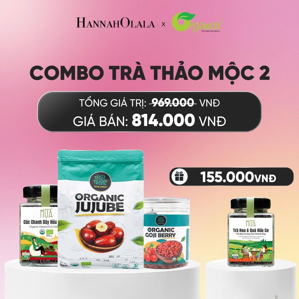  COMBO TRÀ THẢO MỘC 2 X TÁO ĐỎ HỮU CƠ SONLANGA 500GR 1 X KỶ TỬ HỮU CƠ SONLANGA 200GR 1X HOA CÚC CHANH DÂY SẤY HỮU CƠ MÙA 20GR - DEAL 5_A810 