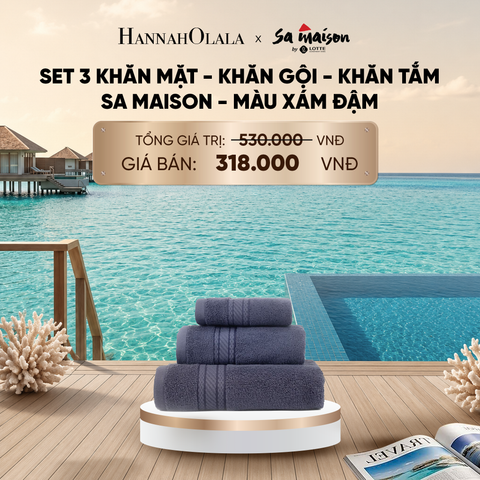  SET 3 KHĂN MẶT KHĂN GỘI KHĂN TẮM SA MAISON - DEAL 16_ D1048 