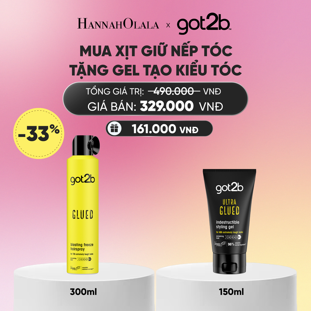  MUA 1 CHAI XỊT GIỮ NÊP TÓC GOT2B HAIRSPRAY MÀU VÀNG TẶNG 1 TUÝP GEL TẠO KIỂU TÓC GOT2B GLUED GEL_A1493 