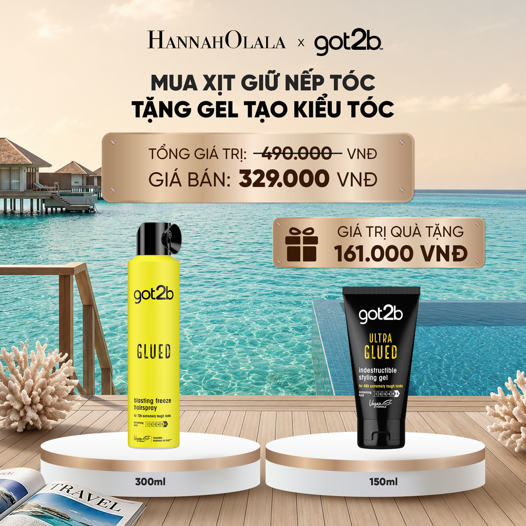  MUA 1 CHAI XỊT GIỮ NÊP TÓC GOT2B HAIRSPRAY MÀU VÀNG TẶNG 1 TUÝP GEL TẠO KIỂU TÓC GOT2B GLUED GEL_ D67 