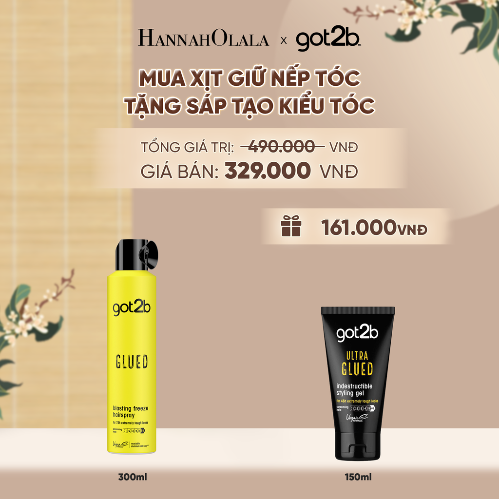  MUA 1 CHAI XỊT GIỮ NÊP TÓC GOT2B HAIRSPRAY MÀU VÀNG TẶNG 1 TUÝP GEL TẠO KIỂU TÓC GOT2B GLUED GEL - A2443 