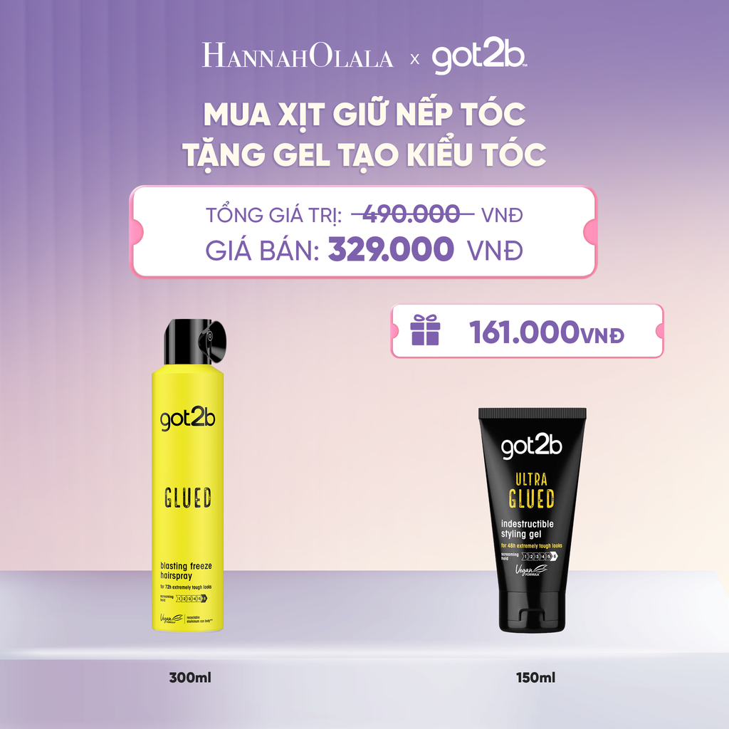  MUA 1 CHAI XỊT GIỮ NẾP TÓC GOT2B HAIRSPRAY MÀU VÀNG TẶNG 1 TUÝP GEL TẠO KIỂU TÓC GOT2B GLUED GEL - H041 