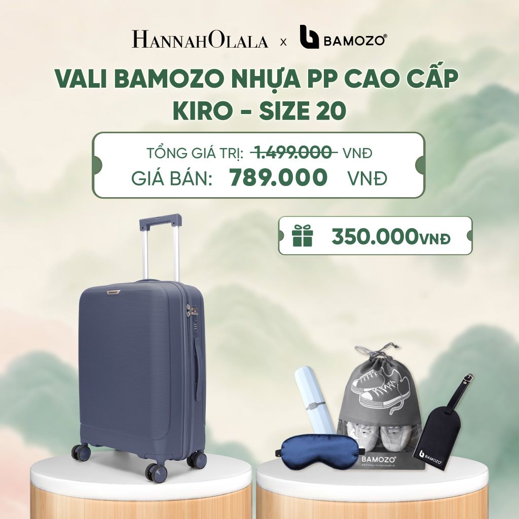  VALI BAMOZO KIRO NHỰA PP CAO CẤP CHỐNG VỠ, CHỐNG RẠCH (TẶNG TAG DA + TÚI ĐỰNG GIÀY + HỘP ĐỰNG BÀN CHẢI + BỊT MẮT LỤA SATIN) - DEAL 7 - A816 