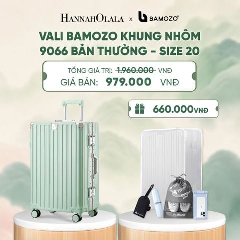  VALI BAMOZO KHUNG NHÔM 9066 BẢN THƯỜNG (TẶNG BỌC VALI TRONG SUỐT + TAG HÀNH LÝ DA + TÚI ĐỰNG GIÀY + HỘP ĐỰNG BÀN CHẢI + TÚI ĐỰNG ĐT CHỐNG NƯỚC) - DEAL 3 - A764 