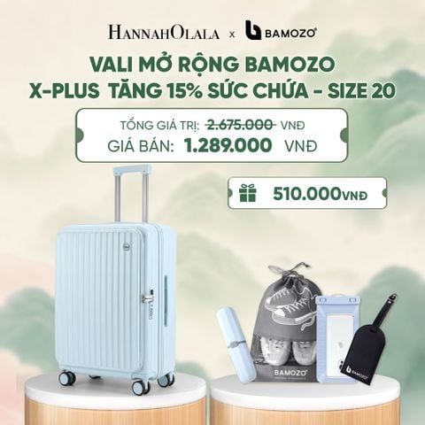  VALI MỞ RỘNG BAMOZO X-PLUS TĂNG 15% SỨC CHỨA, NHỰA PC NGUYÊN KHỐI ( (TẶNG TAG VALI DA + TÚI ĐỰNG ĐT CHỐNG NƯỚC + TÚI ĐỰNG GIÀY + HỘP ĐỰNG BÀN CHẢI) - A690 