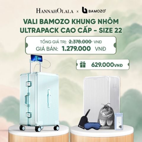  VALI BAMOZO KHUNG NHÔM ULTRAPACK CAO CẤP (TẶNG TÚI ĐỰNG GIÀY + BỌC VALI CC TRONG SUỐT + THẺ TAG DA CHỐNG THẤT LẠC + BỊT MẮT LỤA + TÚI ĐỰNG ĐT CHỐNG NƯỚC) - DEAL 4 - A782 