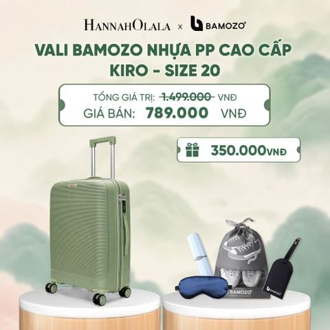  VALI BAMOZO KIRO NHỰA PP CAO CẤP CHỐNG VỠ, CHỐNG RẠCH (TẶNG TAG DA + TÚI ĐỰNG GIÀY + HỘP ĐỰNG BÀN CHẢI + BỊT MẮT LỤA SATIN) - DEAL 7 - A816 