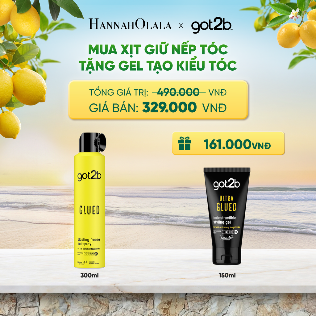  MUA 1 CHAI XỊT GIỮ NẾP TÓC GOT2B HAIRSPRAY MÀU VÀNG TẶNG 1 TUÝP GEL TẠO KIỂU TÓC GOT2B GLUED GEL 